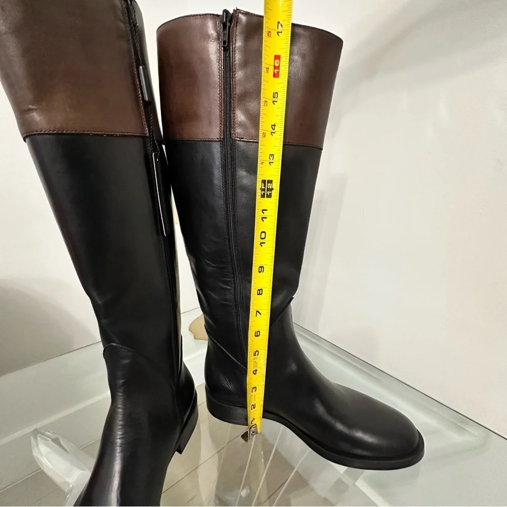 Emanuel’s Crasto Two Tone Black Brown High Shaft Leather Boots SZ 40 EU 9 US NWT